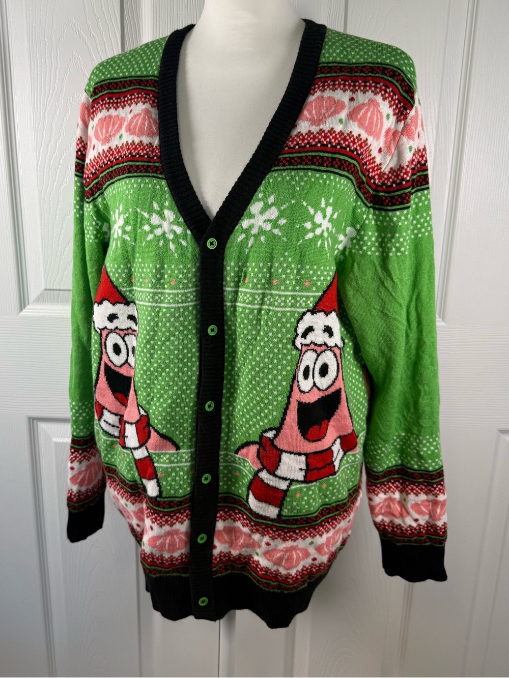 SpongeBob Patrick Ugly Christmas Sweater Unisex L Holiday Cardigan Novelty